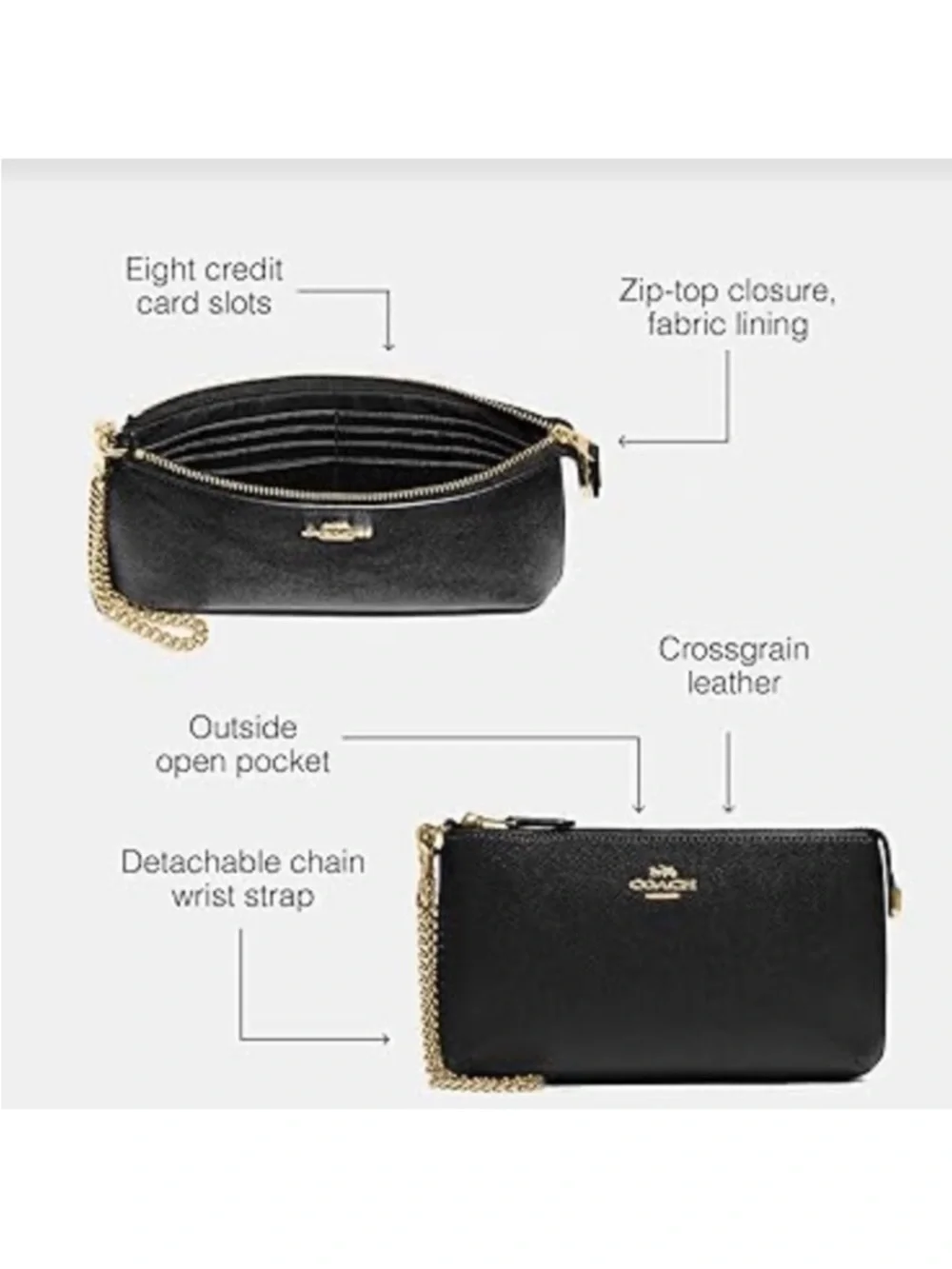 🆕-Coach- Crossgrain Leather
Wristlet w/Chain. NWT - Picture 4 of 7